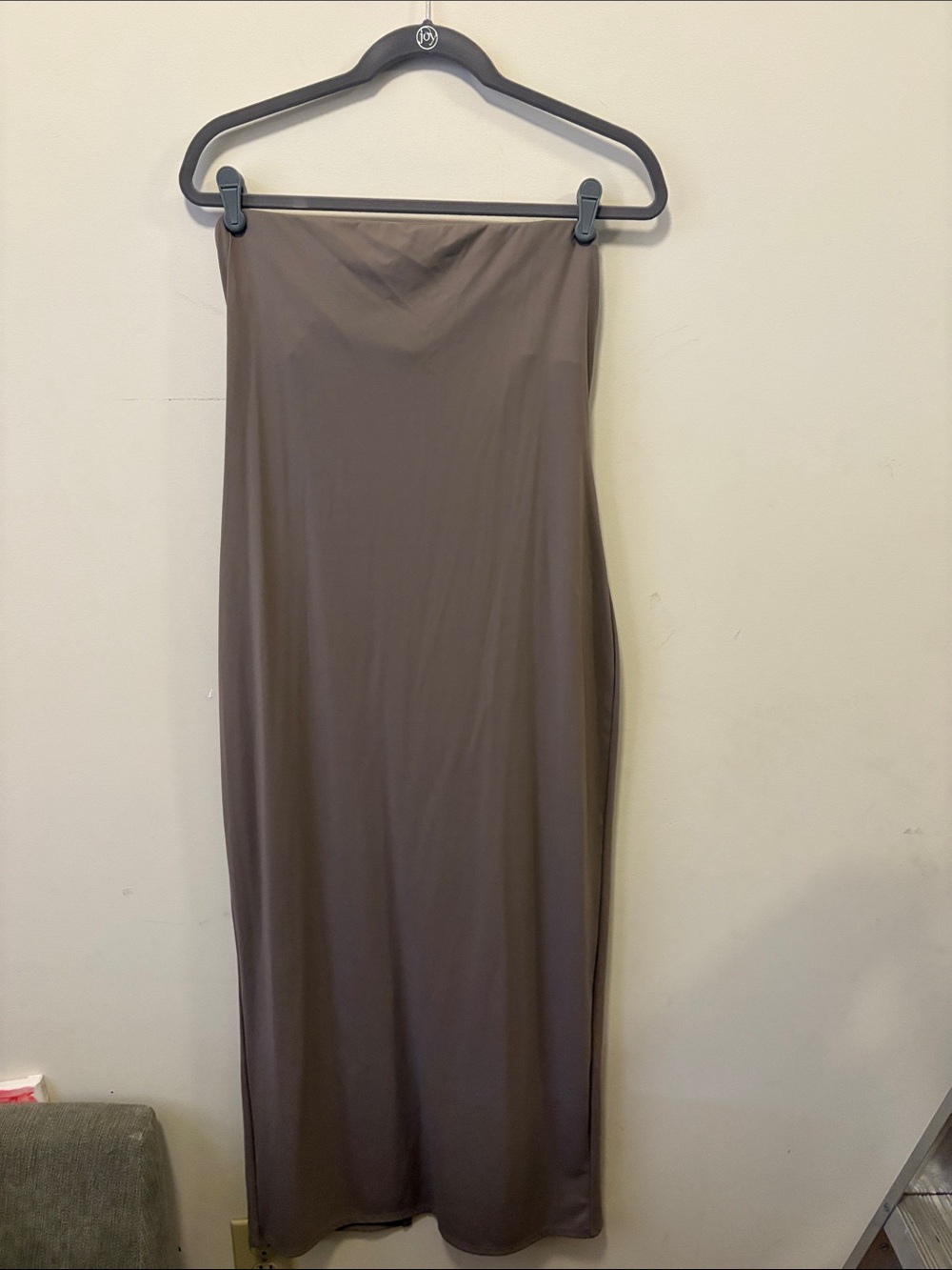 Garage taupe tube dress with shelf bra
